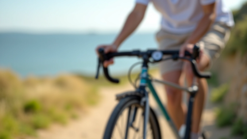 Bicycle pump with pressure gauge attached to tire valve on flat terrain