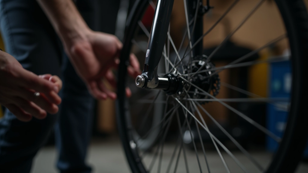 Bicycle wheel being spun with hand check for wobbling or trueness