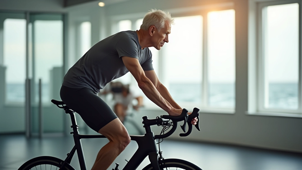 Cyclist demonstrating proper seat height adjustment with leg bent at knee angle during pedal rotation